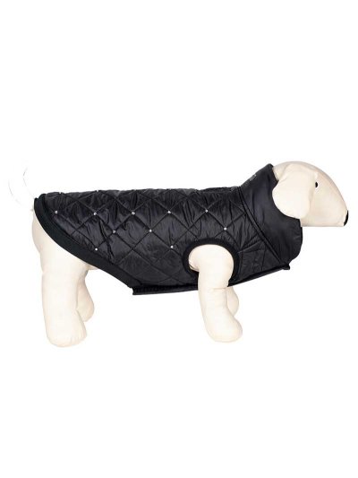 Manteau matelassé pour chien noir à strass - Grinch - Equiline