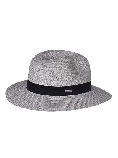 Chapeau en paille toquilla gris clair avec ruban noir unisexe - Mandeleu - Kingsland