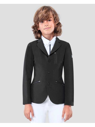 Veste de compétition noire avec fermeture éclair et crochets pour garçon - Anacleto - Equiline