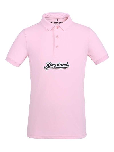 Polo de micropiqué technique à manches courtes rose à paillettes pour fille - Amirat - Kingsland