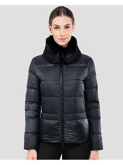 Doudoune noir avec col en fourrure synthétique pour femme - Owl - Equiline