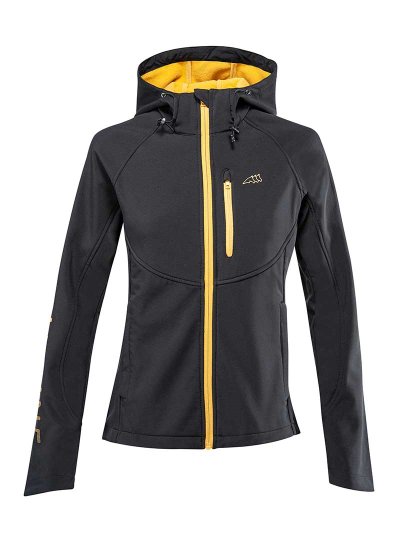 Veste softshell noire et moutarde avec capuche pour femme - Raisa - Equiline