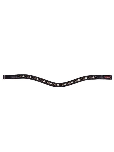 Premiere Lyskamm Black Leather Browband with White, Black, and Clear Crystals – Horse &amp; Pony