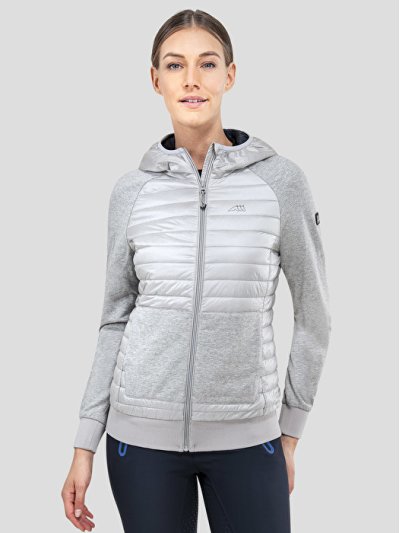 Veste matelassée gris clair avec capuche pour femme - Opal - Equiline