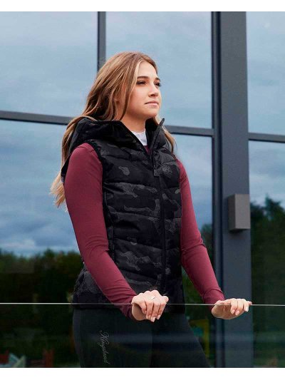 Gilet matelassé militar gris et noir avec capuche pour femme - KLmirabel - Kingsland