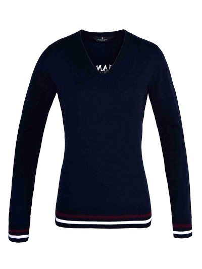 Pull en maille fin bleu marine avec col de pic pour femme - Sudbury - Kingsland