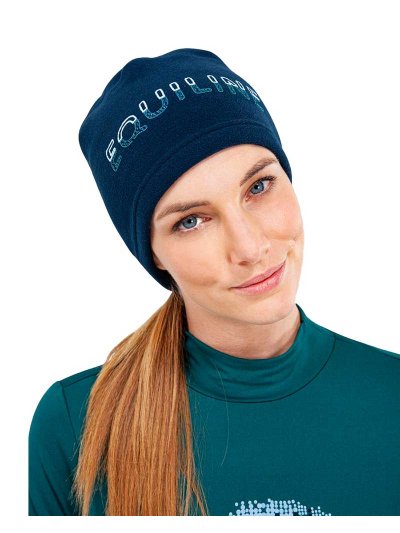 Bonnet polar bleu marine avec letras en blanc et vert - Equiline