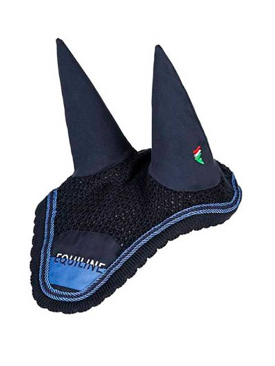 Bonnet bleu marine et bleu denim avec oreilles élastiques pour cheval (full) - Triumph - Equiline