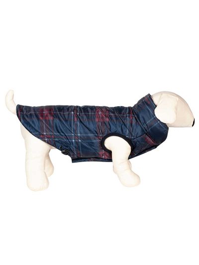 Manteau pour chien à imprimé tartan bleu marine et grenat - Potty - Equiline