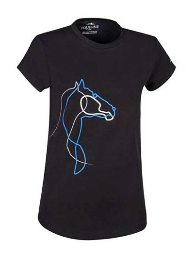 T-shirt à manches courtes noir avec ilustración en gris, blanc et bleu pour femme - Zelda - Equiline