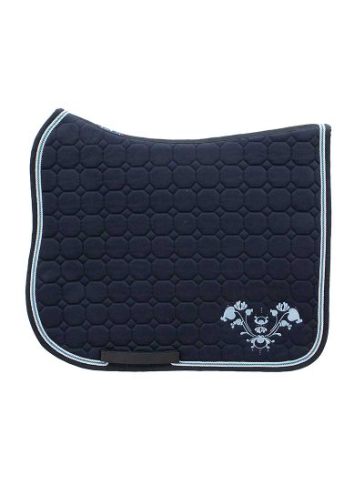 Tapis de dressage bleu marine avec broderie bleu clair pour cheval (full) - Merneith - Equiline