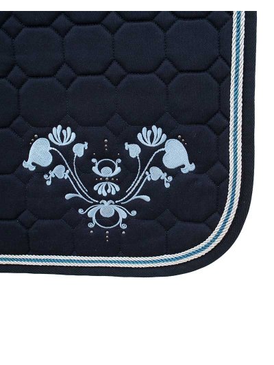 Tapis de dressage bleu marine avec broderie bleu clair pour cheval (full) - Merneith - Equiline - imagen 2