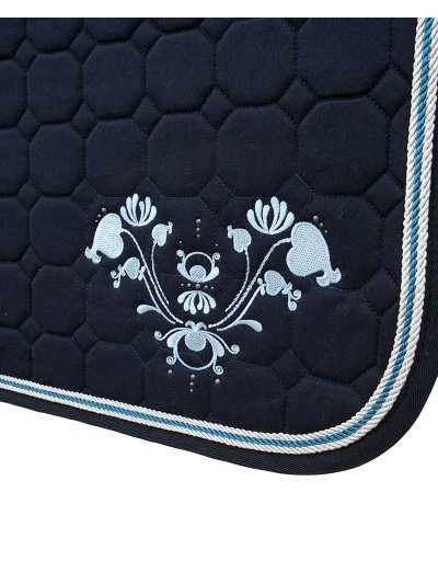 Tapis de dressage bleu marine avec broderie bleu clair pour cheval (full) - Merneith - Equiline - imagen 3
