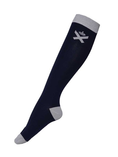 Chaussettes Coolmax hautes bleu marine et gris à strass - Yopal - Kingsland Dressage