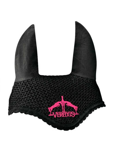 Bonnet antimoscas de algodón negro con logo fucsia - Fly Fringe - Veredus