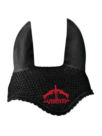 Bonnet antimoscas de algodón negro con logo rojo - Fly Fringe - Veredus