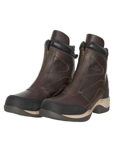 Bottines marron foncé en cuir pour l'équitation avec fermeture éclair avant-Caitlin - HV Polo