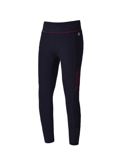 Leggings bleu marine avec bordure en rouge (grip à fond intégral) pour fille - KLkandy - Kingsland