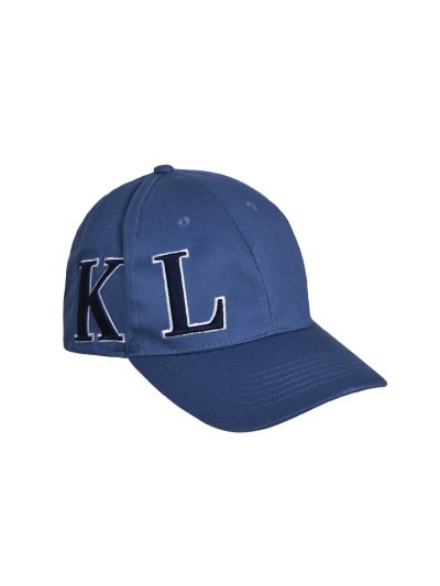 Casquette bleu grisâtre avec initiales brodées en blanc et bleu marine - KLargus - Kingsland