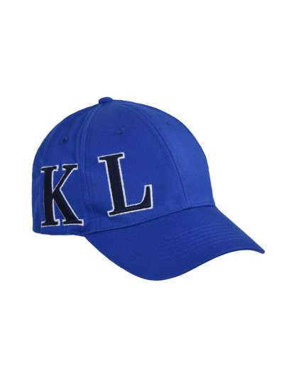 Casquette bleu électrique avec initiales brodées en blanc et bleu marine - KLargus - Kingsland