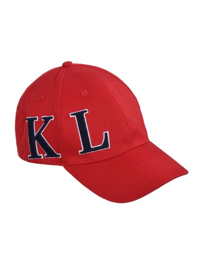 Casquette rouge avec initiales brodées en blanc et bleu marine - KLargus - Kingsland