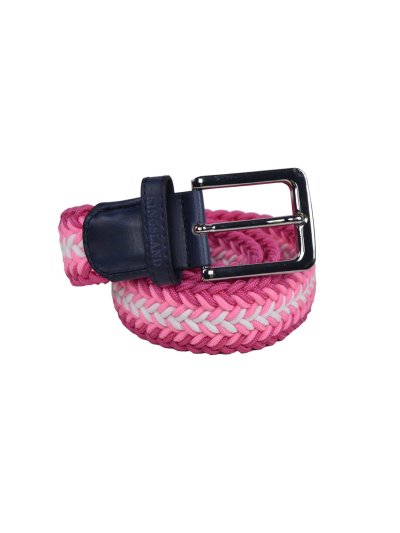 Ceinture tressée élastique en coton rose et blanc modèle Talios - Kingsland