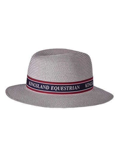 Chapeau en paille toquilla gris clair avec ruban tricolore unisexe - KLtad - Kingsland
