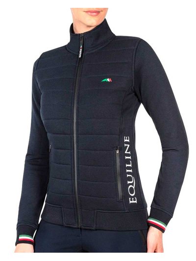 Sweat bleu marine avec fermeture éclair pour femme - Team - Equiline