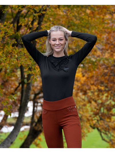 T-shirt d'entraînement noir à manches longues pour femme - KLsalma - Kingsland Dressage