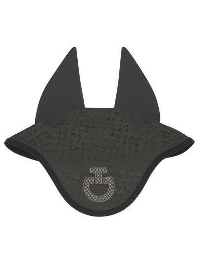 Bonnet perforé gris foncé avec fines oreilles élastiques pour cheval - Cavalleria Toscana