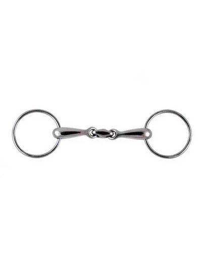 Mors de filet en inox à 3 pièces avec anneaux de 17mm et diamètre 6,5cm pour cheval - Zaldi