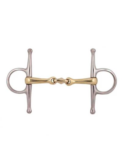 Mors de filet à branches (14cm) à 3 pièces avec anneaux 15mm et diamètre 4,5cm pour cheval - Zaldi