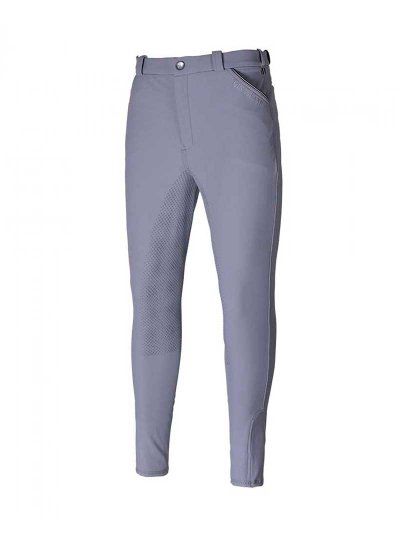 Pantalons d'équitation gris avec grip silicone à fond intégral pour homme modèle KLkenton - Kingsland