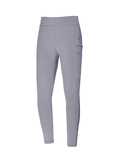 Leggings gris à strass en los latéraux (grip à fond intégral) pour fille - KLkemmie - Kingsland