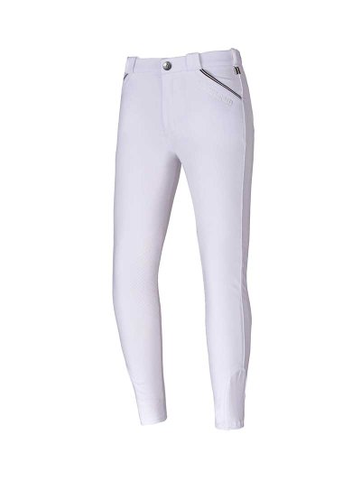 Pantalons de compétition blanc avec bordure tricolore (grip aux genoux) junior unisexe - KLkonrad - Kingsland