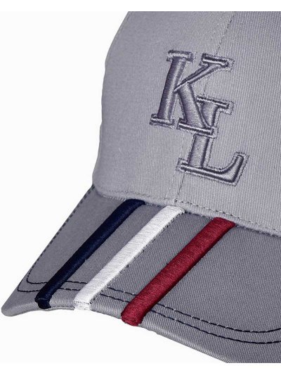 Casquette gris clair avec 3 Bandeaux brodées (bleu marine, blanc et bordeaux) - KLijaden - Kingsland - imagen 2
