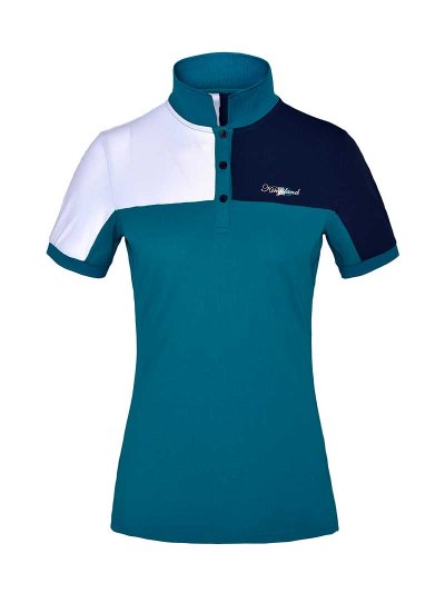 Polo en piqué à manches courtes turquoise (blue deep lagoon), bleu marine et blanc pour femme - KLjaney - Kingsland