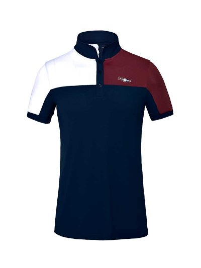 Polo de micropiqué technique manches courtes bleu marine, blanc et bordeaux junior unisexe - KLjean - Kingsland