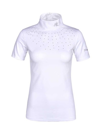 Polo de concours à manches courtes blanc à strass pour femme modèle KLjanna - Kingsland