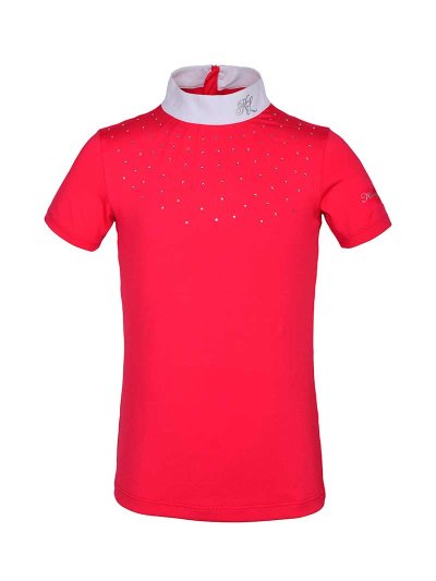 Polo de compétition à manches courtes fuchsia à strass pour fille - KLjanessa - Kingsland
