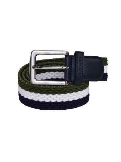 Ceinture tressée élastique tricolore (kaki, blanc et bleu marine) - KLlogan - Kingsland