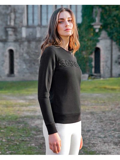 Pull noir à strass pour femme - Gefrag - Equiline