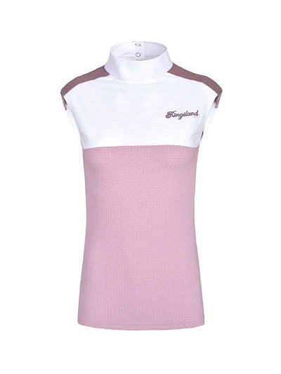 Polo de compétition sans manches rose et blanc pour femme - KLlia - Kingsland