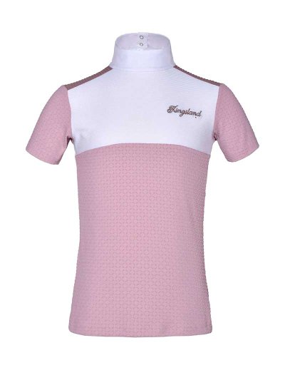 Polo de compétition à manches courtes rose et blanc pour fille - KLlola - Kingsland