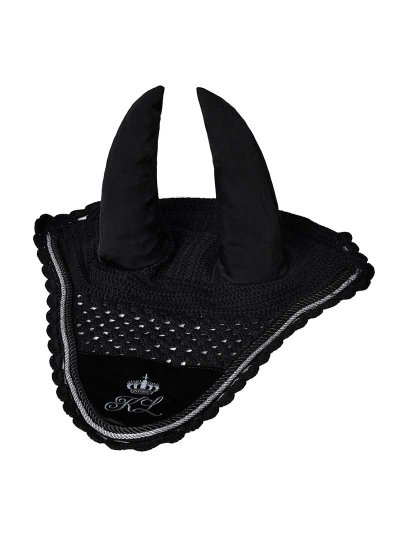 Bonnet en crochet noir avec velours et oreilles élastiques pour cheval - KLmelanie - Kingsland