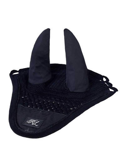 Bonnet en crochet bleu marine avec soie et oreilles élastiques pour poney (C et D) - KLnixe - Kingsland