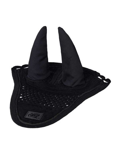 Bonnet en crochet noir avec soie et oreilles élastiques pour poney (C et D) - KLnixe - Kingsland