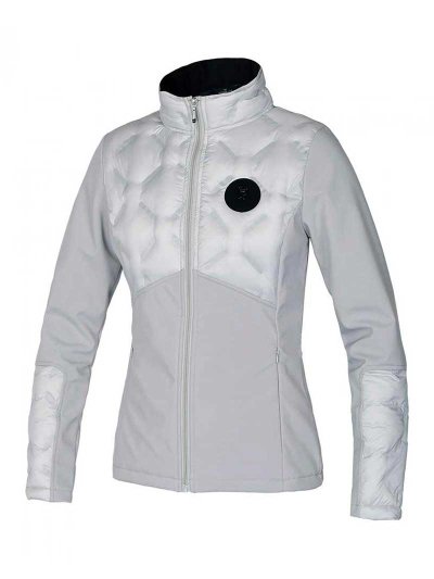 Veste matelassée blanche et gris respirant et résistant à l'eau à col haut polaire pour femme modèle KLluna - Kingsland