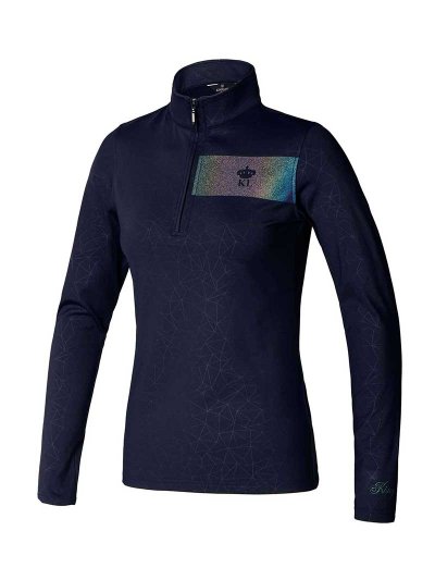 T-shirt polaire d'entraînement à manches longues bleu marine pour femme - KLtenley - Kingsland Dressage