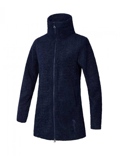 Manteau long en laine bleu marine avec col en fourrure pour femme - KLtiffany - Kingsland Dressage